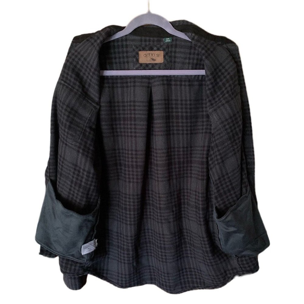 Orvis Heavyweight Big Bear Brushed Flannel Black/Gray Plaid Shirt 1312417 M - Picture 4 of 6